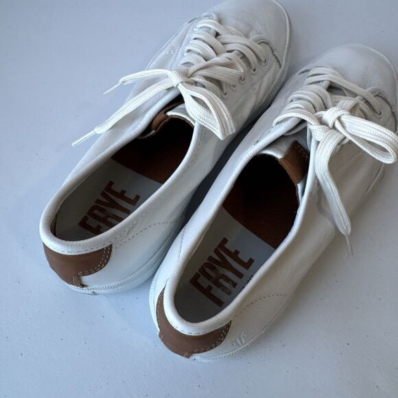FRYE Gia Low Lace White Leather Sneakers Shoes Size 7.5 - Picture 6 of 12